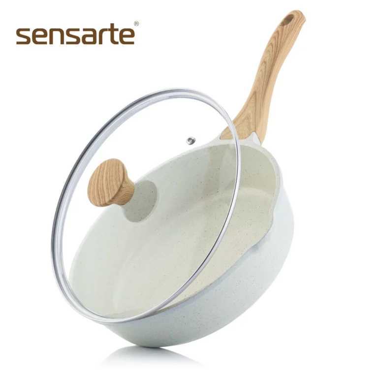 SENSARTE กระทะทรงลึกไม่ติดกระทะ กระทะเคลือบหินอ่อน
