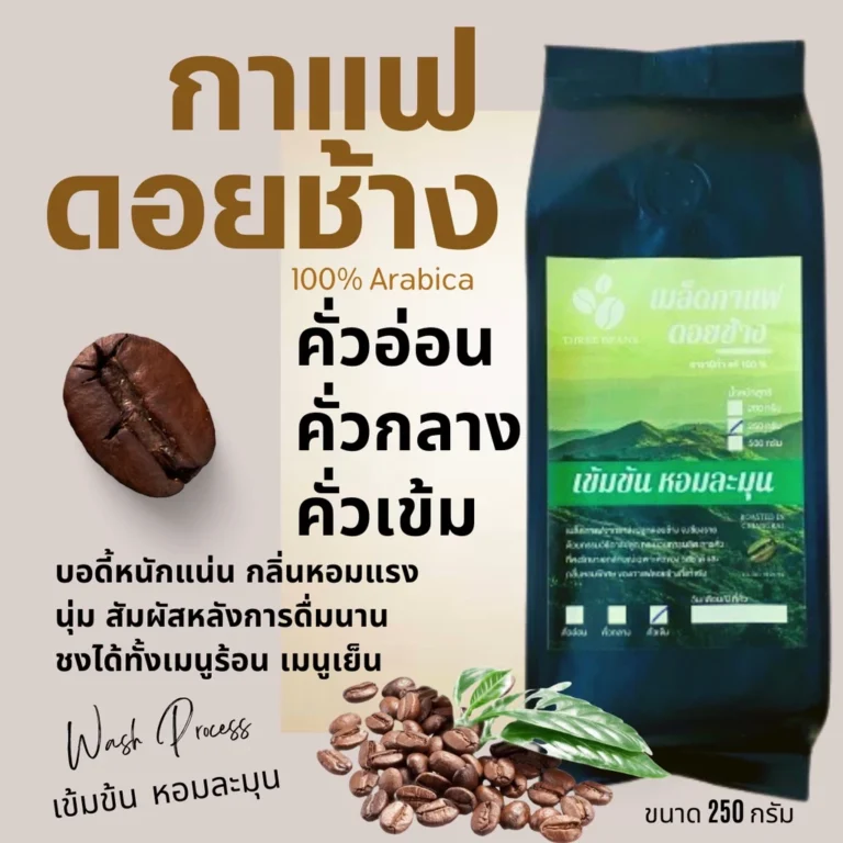 เมล็ดกาแฟดอยช้าง อราบิก้า100 % เมล็ดกาแฟสดคั่วบด