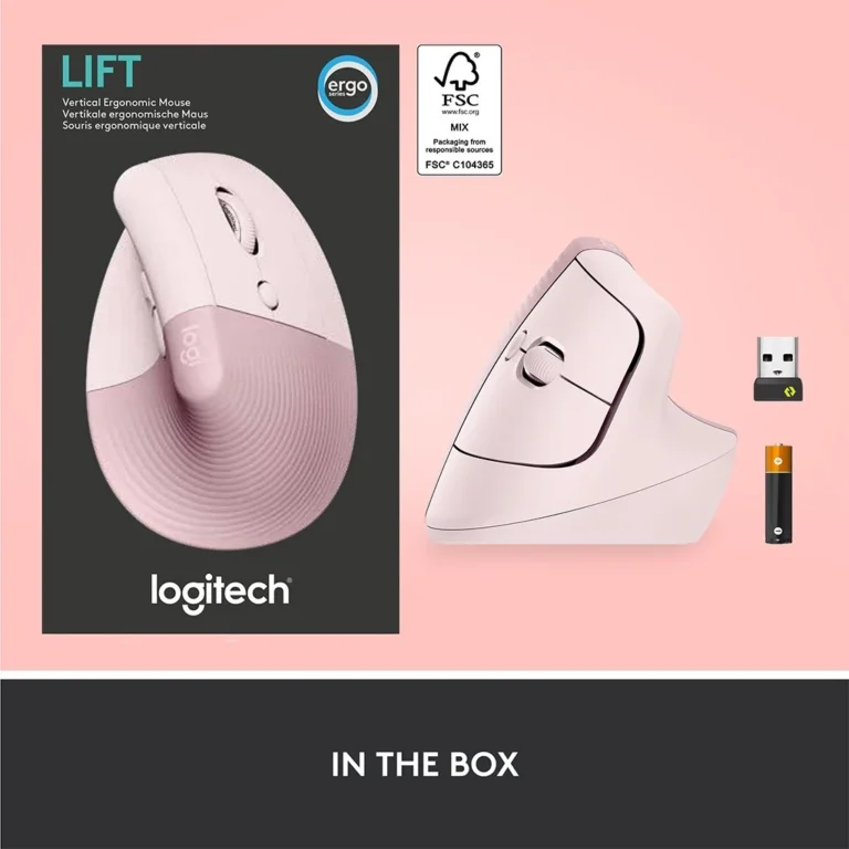 Logitech Lift Vertical Ergonomic Wireless Mouse เมาส์ไร้สายเสียงเงียบเชื่อมต่อบลูทูธ
