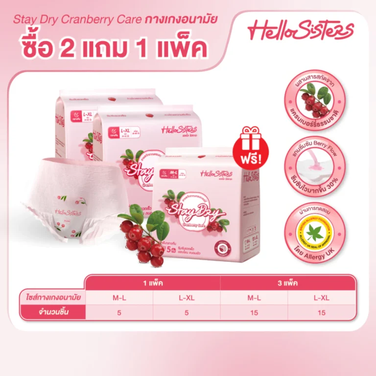 Stay Dry Cranberry Care HelloSisters ผ้าอนามัยแบบกางเกง