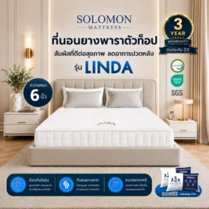 Solomon ที่นอนยางพาราอัดแน่นพิเศษ รุ่น Linda ลดปวดหลังดีเยี่ยม หนา 6 นิ้ว