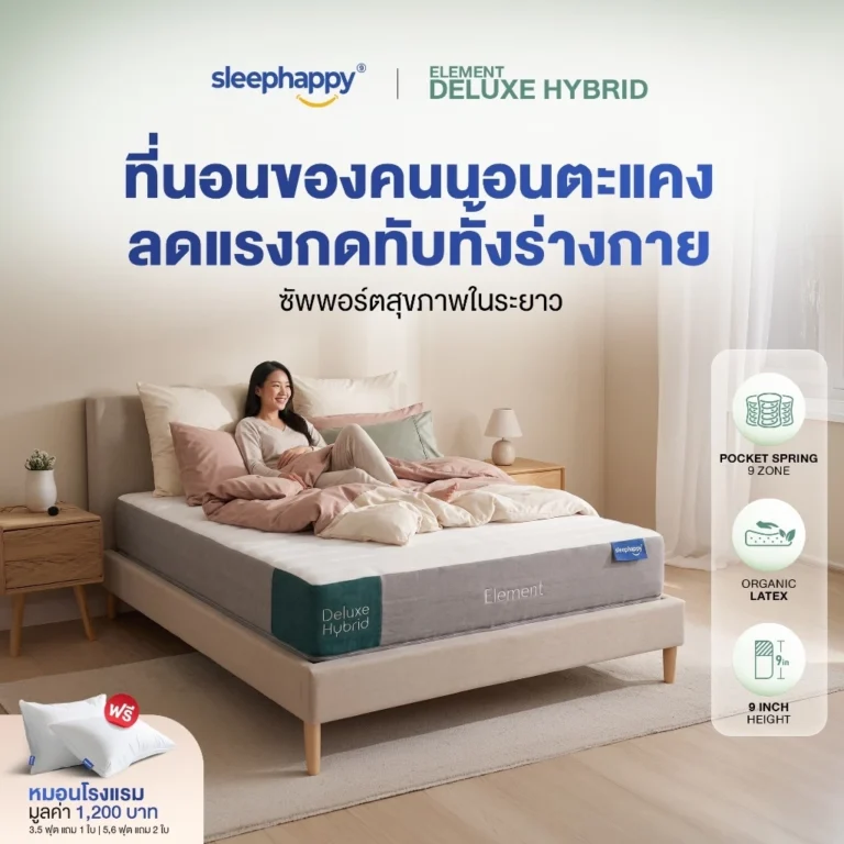 SleepHappy ที่นอนยางพาราแท้ รุ่น Element Deluxe หนา | Element Lite | Element Deluxe Hybrid 